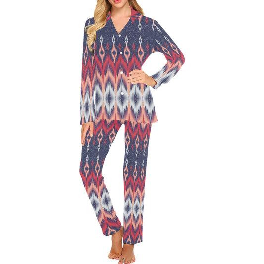 Ikat Print Design LKS401 Women's Long Pajama Set