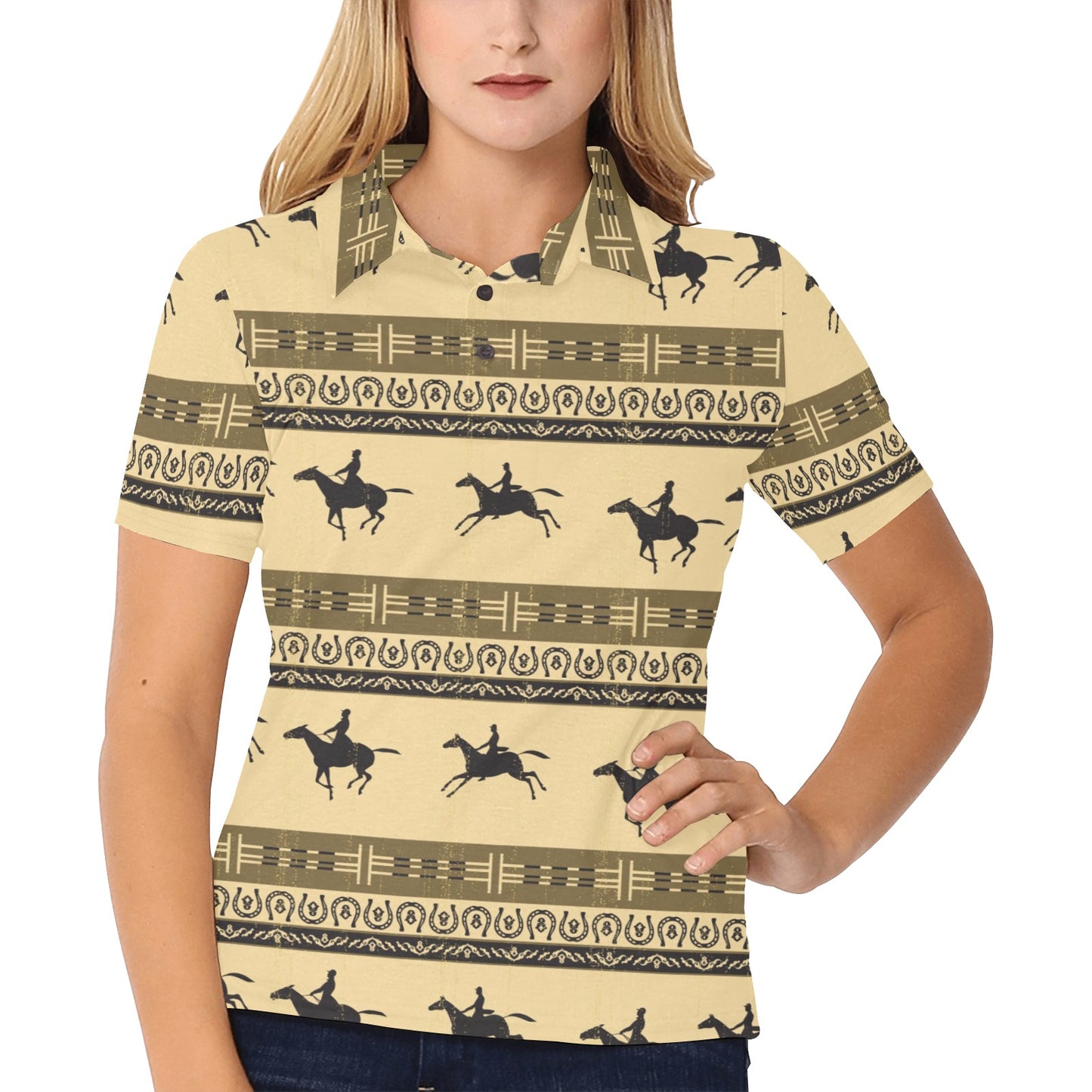 Horse Pattern Prnt Women's Polo Shirt