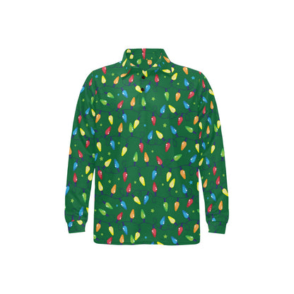 Christmas Light Pattern Print Design 02 Long Sleeve Polo Shirt For Men's