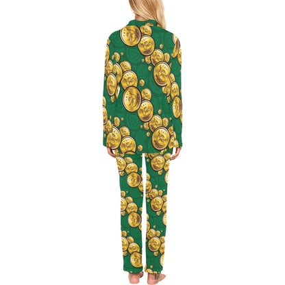 Bitcoin Pattern Print Design DO02 Women's Long Pajama Set