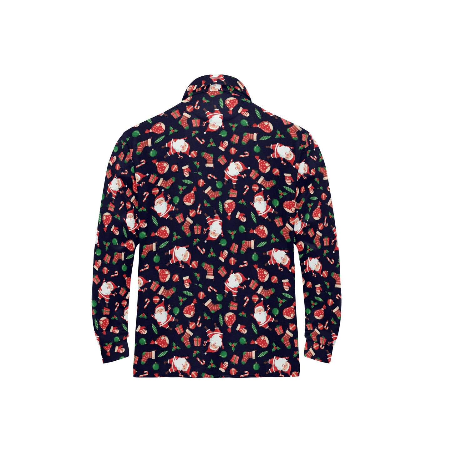 Santa Christmas Themed Print Design LKS304 Long Sleeve Polo Shirt For Men's