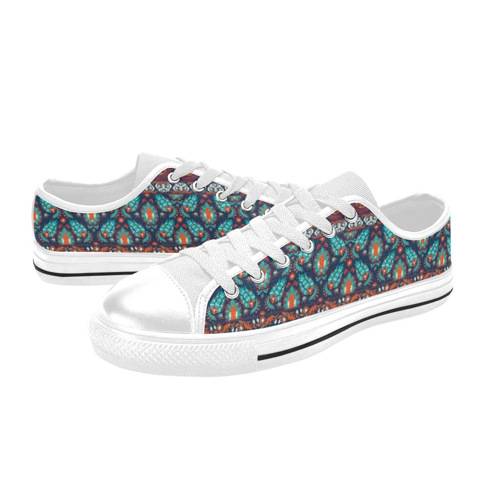 Suzani Print Design LKS302 Women's White Low Top Shoes