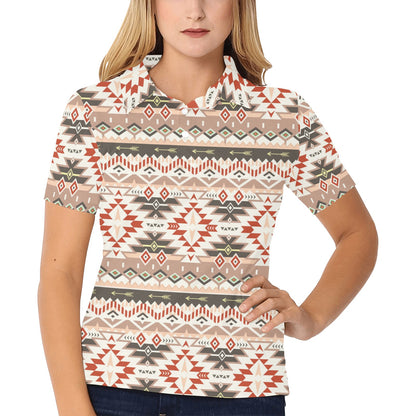 Aztec Pattern Print Design 05 Women's Polo Shirt
