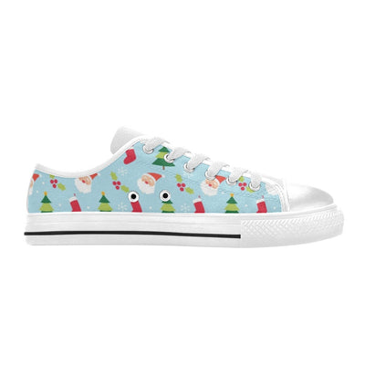 Santa Themed Print Design LKS301 Women's White Low Top Shoes