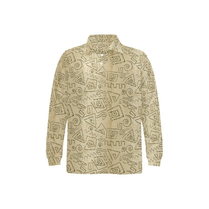 Ancient Greek Print Design LKS3013 Long Sleeve Polo Shirt For Men's
