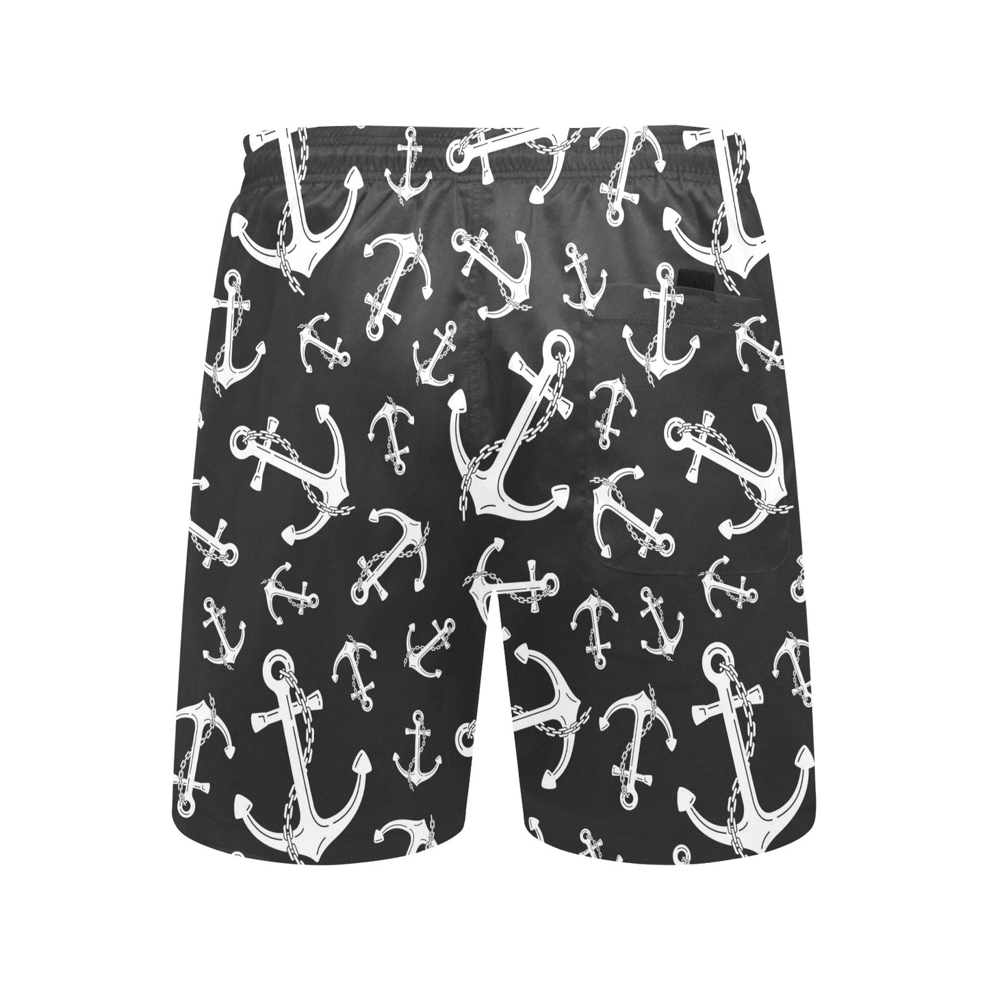Anchor Black White Men's Swim Trunks Beach Shorts