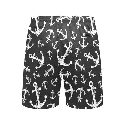 Anchor Black White Men's Swim Trunks Beach Shorts