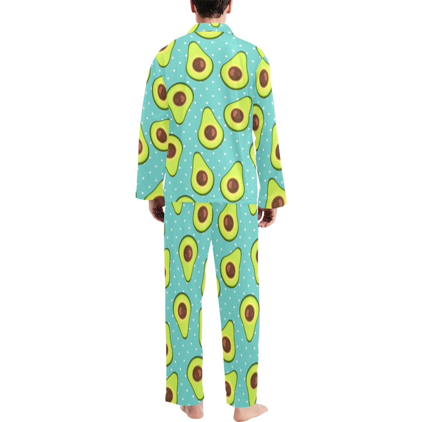 Avocado Pattern Print Design AC012 Men's Long Pajama Set