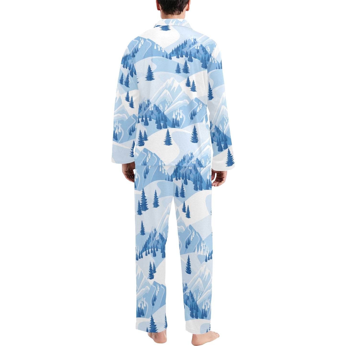 Mountain Pattern Print Design 03 Men's Long Pajama Set