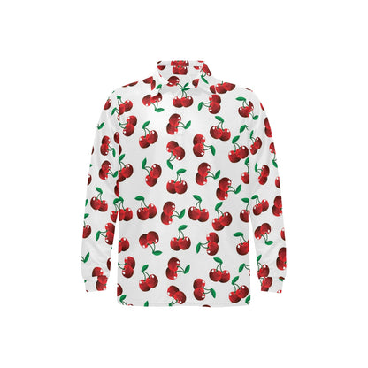 Cherry Pattern Print Design 01 Long Sleeve Polo Shirt For Men's