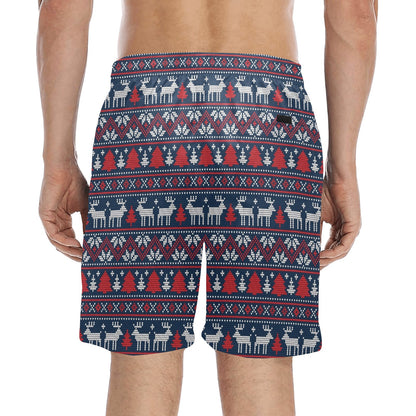 Reindeer Print Design LKS405 Men's Swim Trunks Beach Shorts