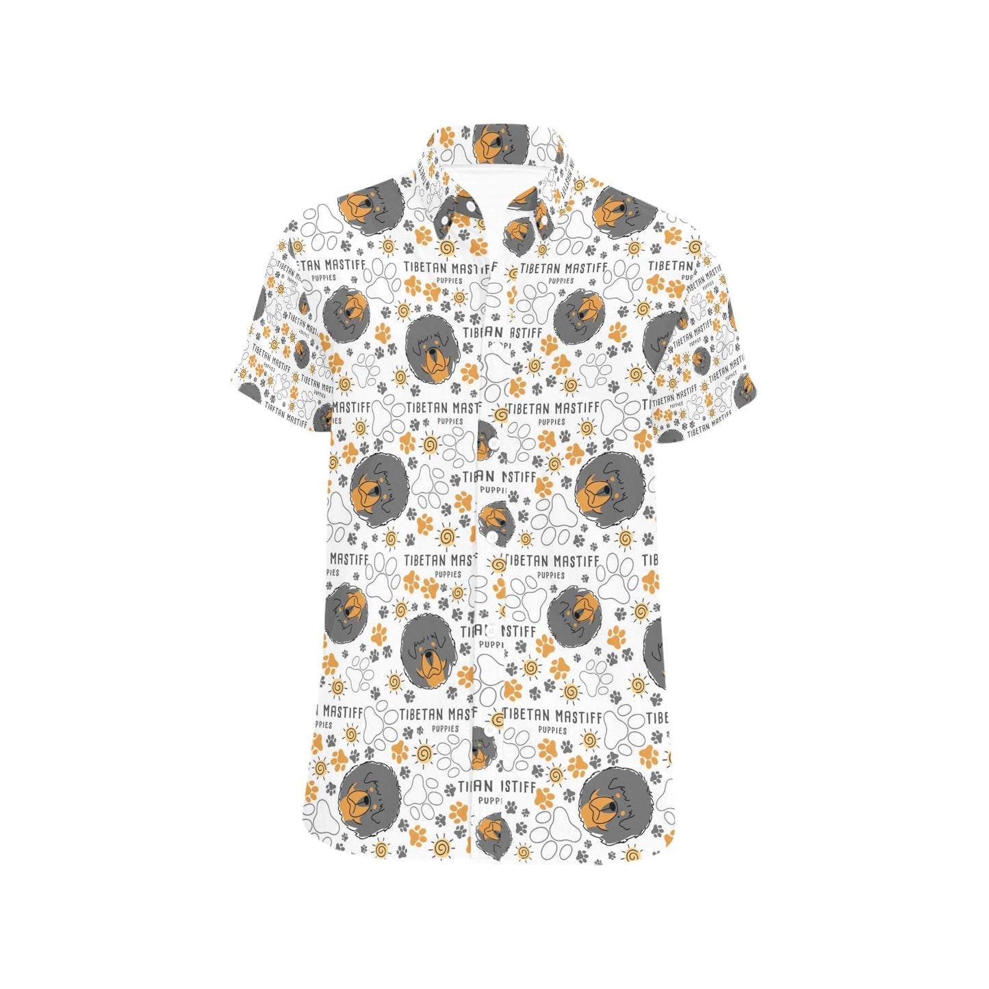 Tibetan Mastiffs Print Design LKS302 Men Short Sleeve Button Up Shirt