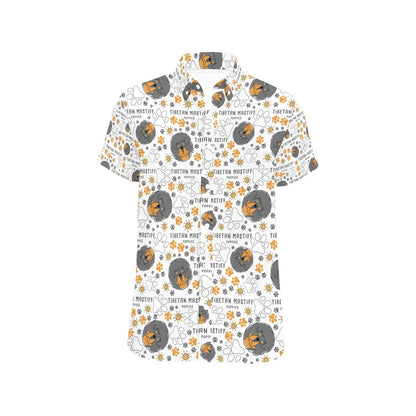 Tibetan Mastiffs Print Design LKS302 Men Short Sleeve Button Up Shirt