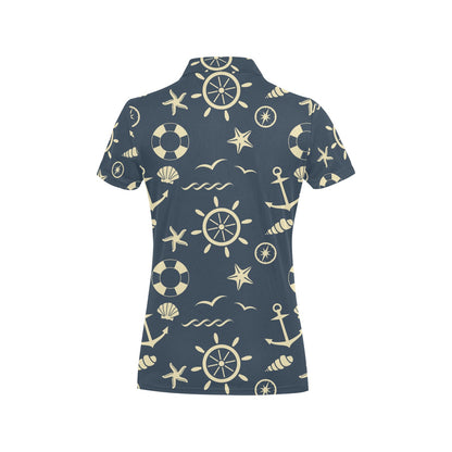 Nautical Pattern Print Design A01 Women's Polo Shirt