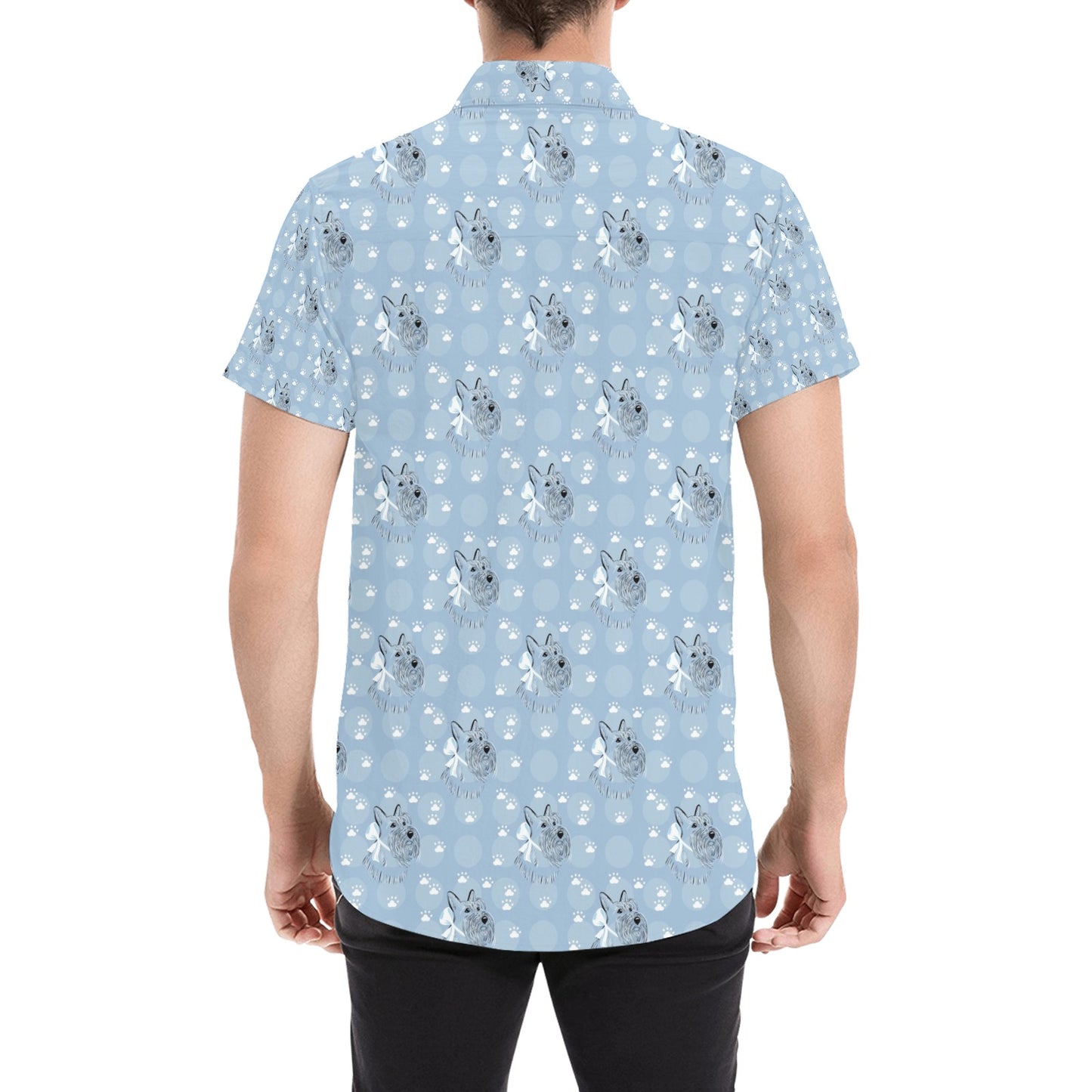 Scottish Terriers Print Design LKS308 Men Short Sleeve Button Up Shirt
