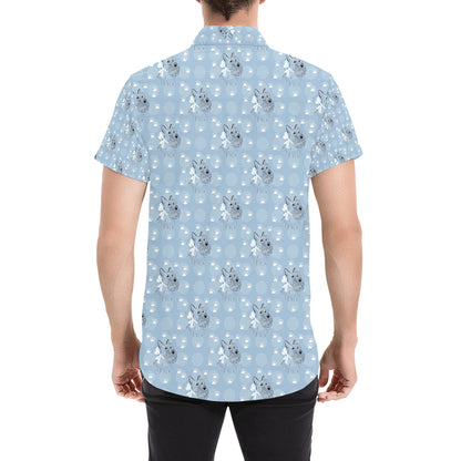 Scottish Terriers Print Design LKS308 Men Short Sleeve Button Up Shirt