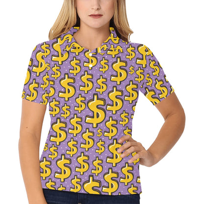 Dollar Pattern Print Design DO01 Women's Polo Shirt