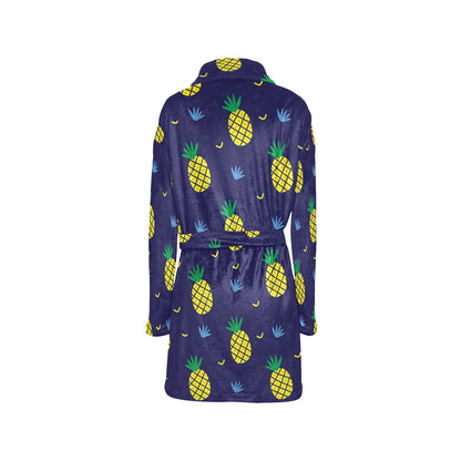 Pineapple Pattern Print Design A01 Women's Fleece Robe
