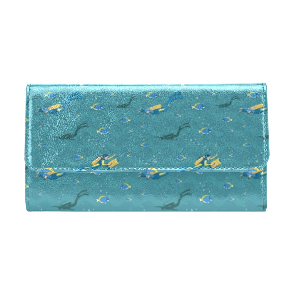 Scuba Driving Pattern Print Design LKS306 Women's Trifold Wallet