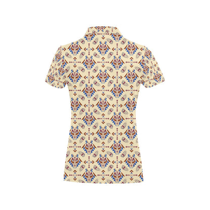 Aztec Wolf Pattern Print Design 03 Women's Polo Shirt