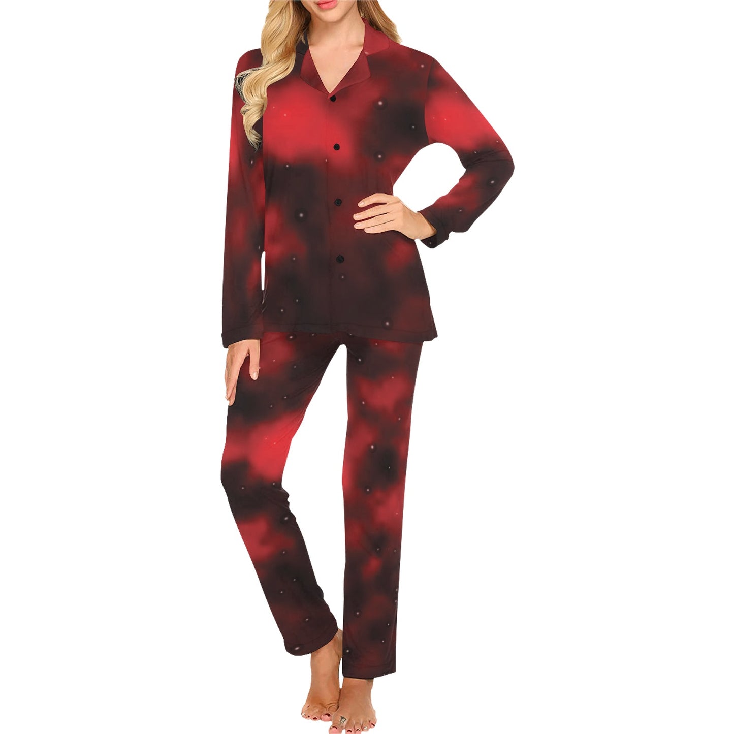 Nebula Pattern Print Design A03 Women's Long Pajama Set