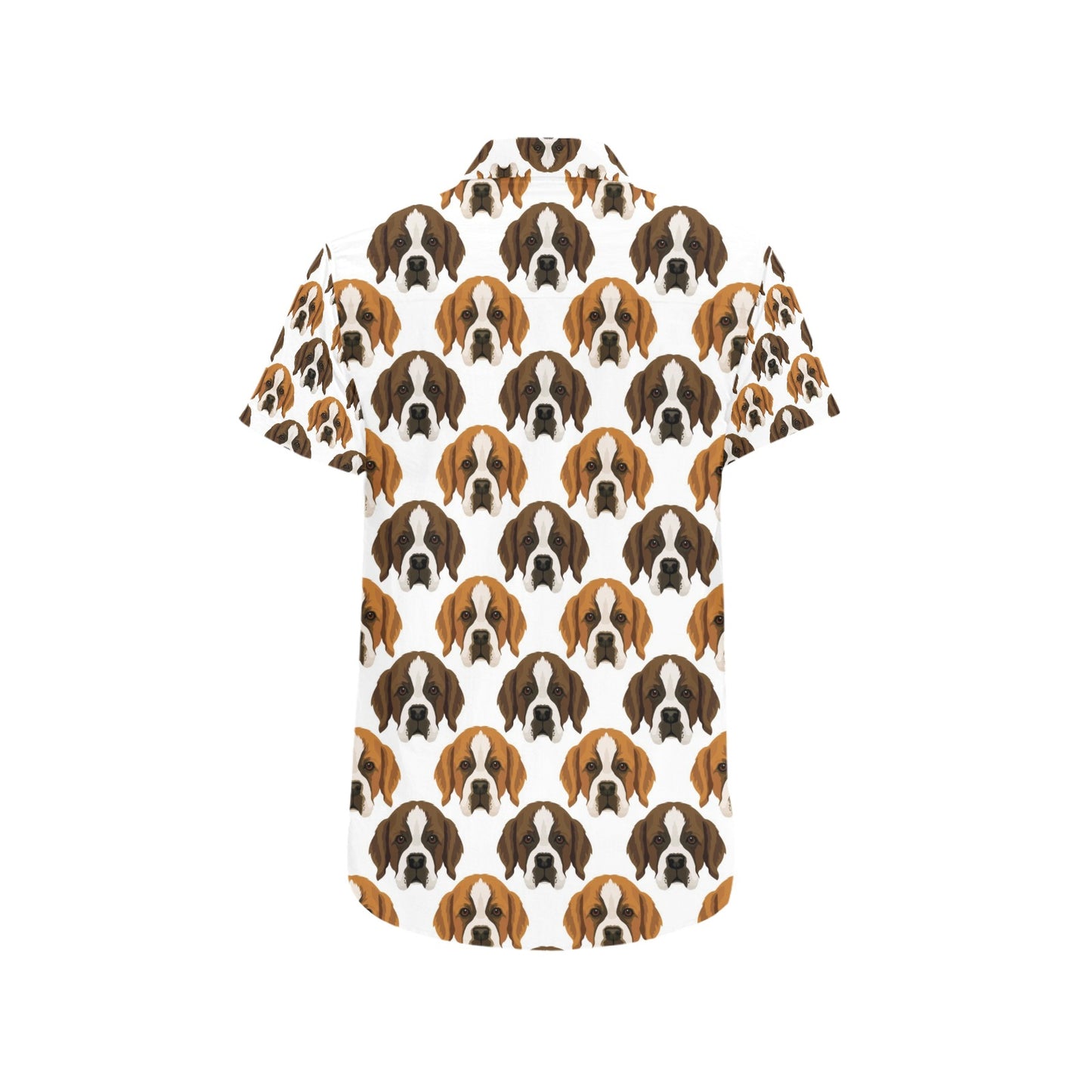 St Bernards Print Design LKS301 Men Short Sleeve Button Up Shirt