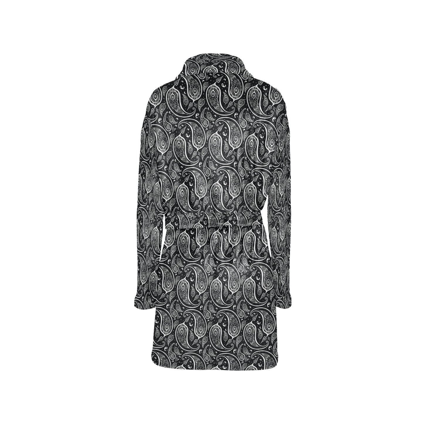 Paisley Black Design Print Women's Fleece Robe