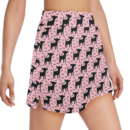 Chihuahua Pink Print Pattern 17" Golf & Pickleball Skort with Pockets