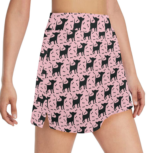 Chihuahua Pink Print Pattern 17" Golf & Pickleball Skort with Pockets