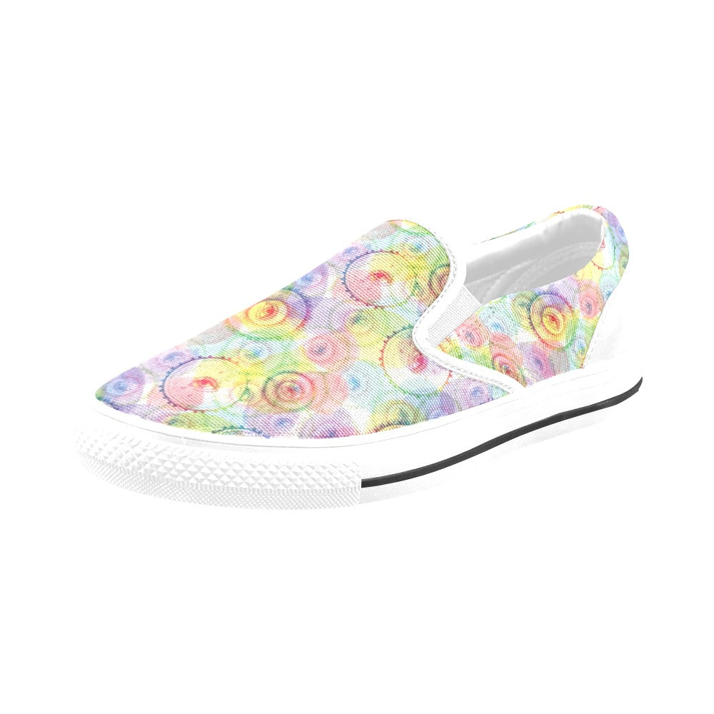 Third Eye Print Design LKS303 White Slip Ons Canvas Women's Shoes