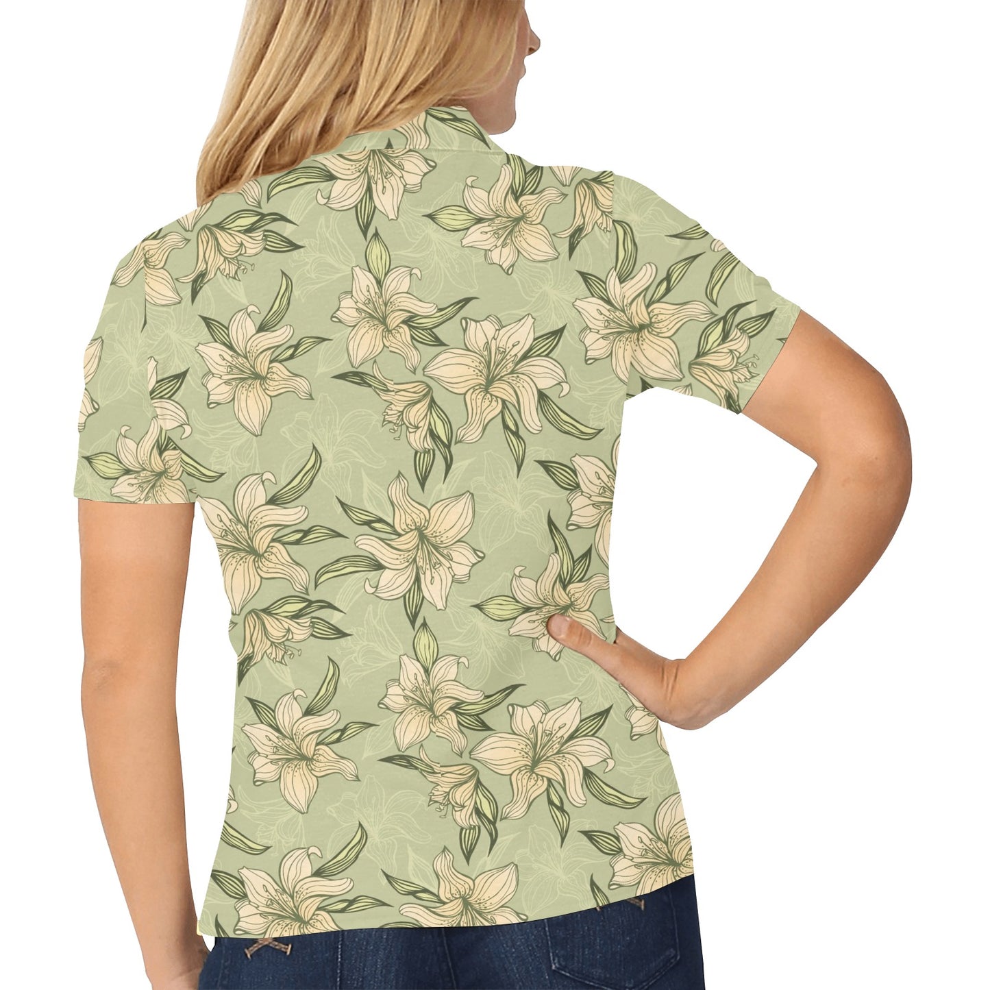 Lily Pattern Print Design LY06 Women's Polo Shirt