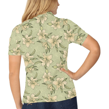 Lily Pattern Print Design LY06 Women's Polo Shirt