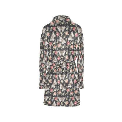 Butterfly Flower Pattern Print Design 07 Women's Fleece Robe