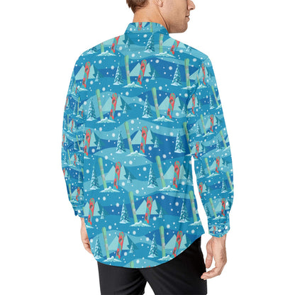 Snowboard Print Design LKS301 Men's Long Sleeve Dress Shirt