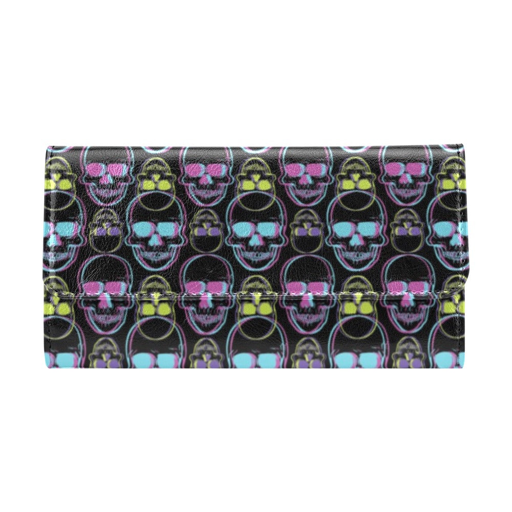 Skull 3D Colorful Print Design LKS309 Women's Trifold Wallet