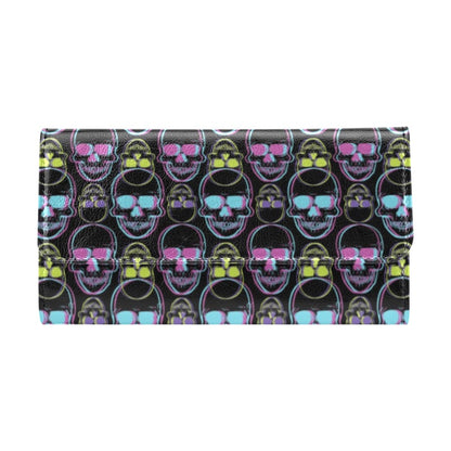 Skull 3D Colorful Print Design LKS309 Women's Trifold Wallet