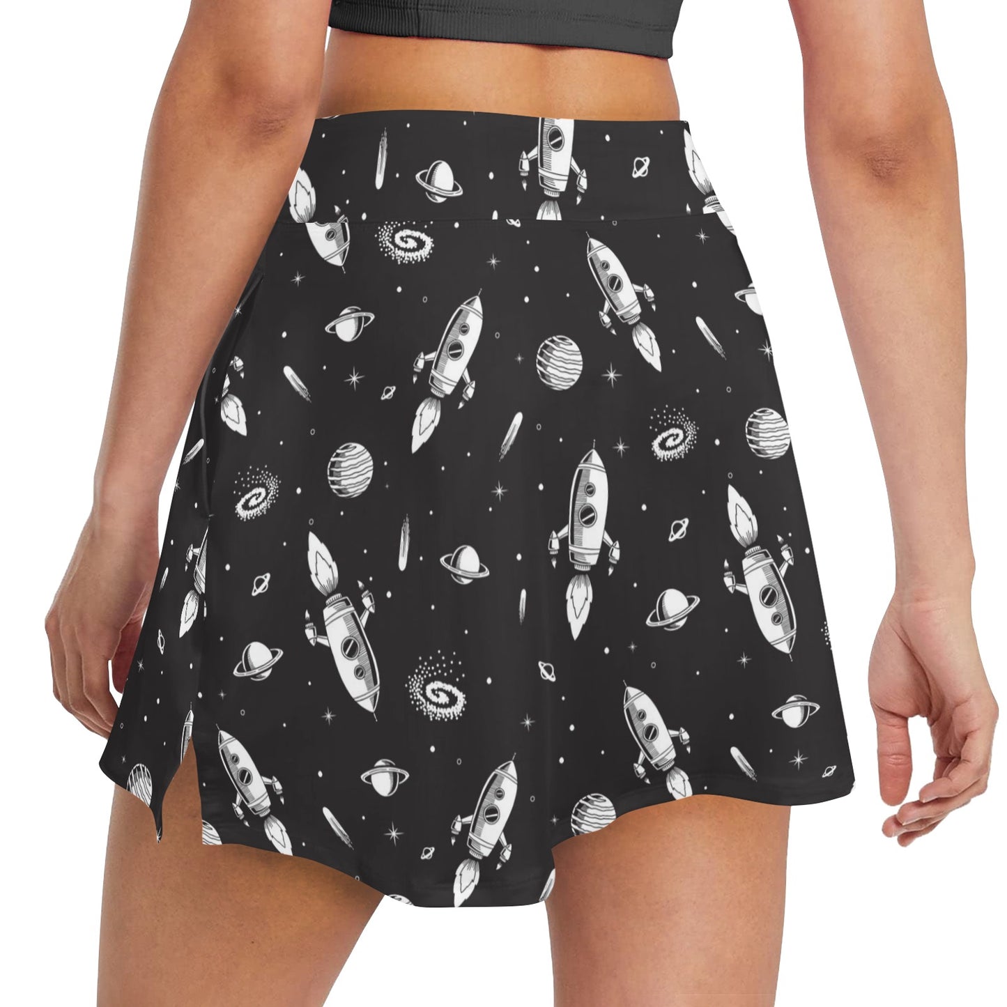 Space Rocket Print Design LKS303 17" Golf & Pickleball Skort with Pockets