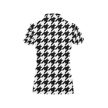 Houndstooth Black White Pattern Print Design 05 Women's Polo Shirt