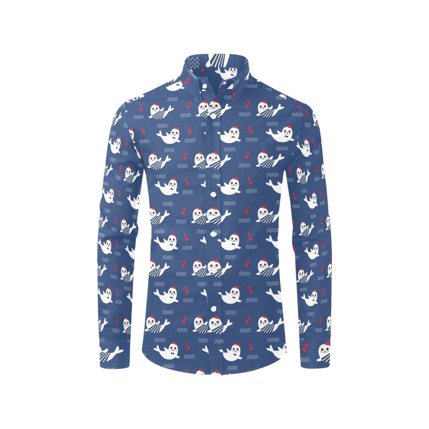 Sea Lion Print Design LKS403 Men's Long Sleeve Dress Shirt