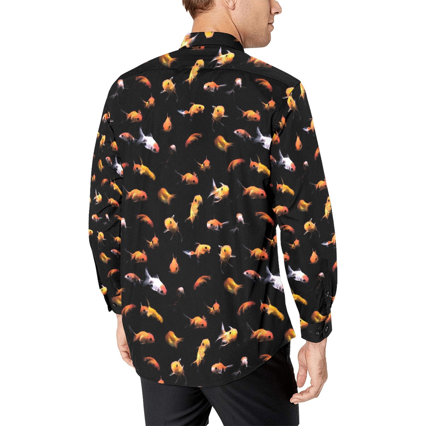 Goldfish Print Design LKS402 Men's Long Sleeve Dress Shirt