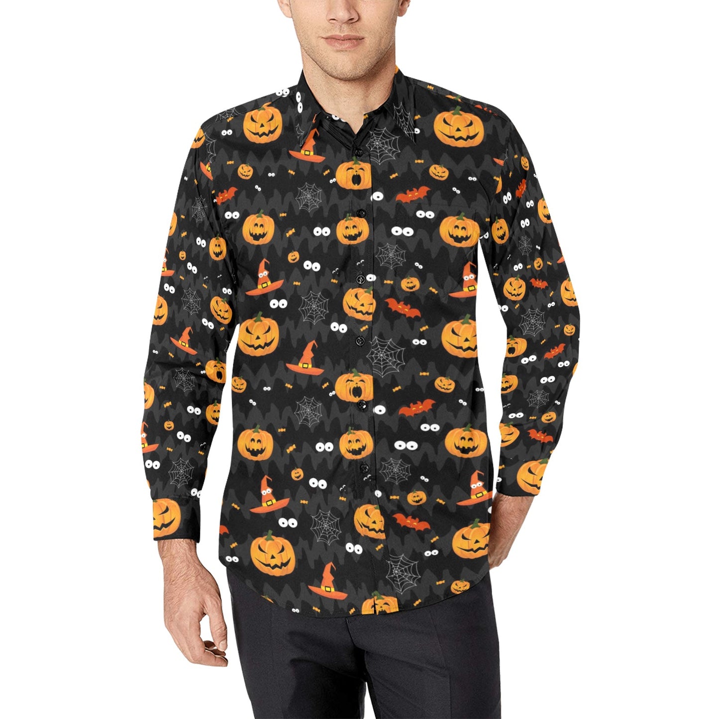 Halloween Print Design LKS405 Men's Long Sleeve Dress Shirt