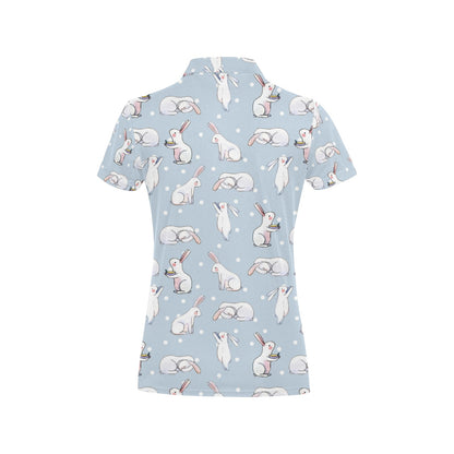 Rabbit Pattern Print Design RB06 Women's Polo Shirt