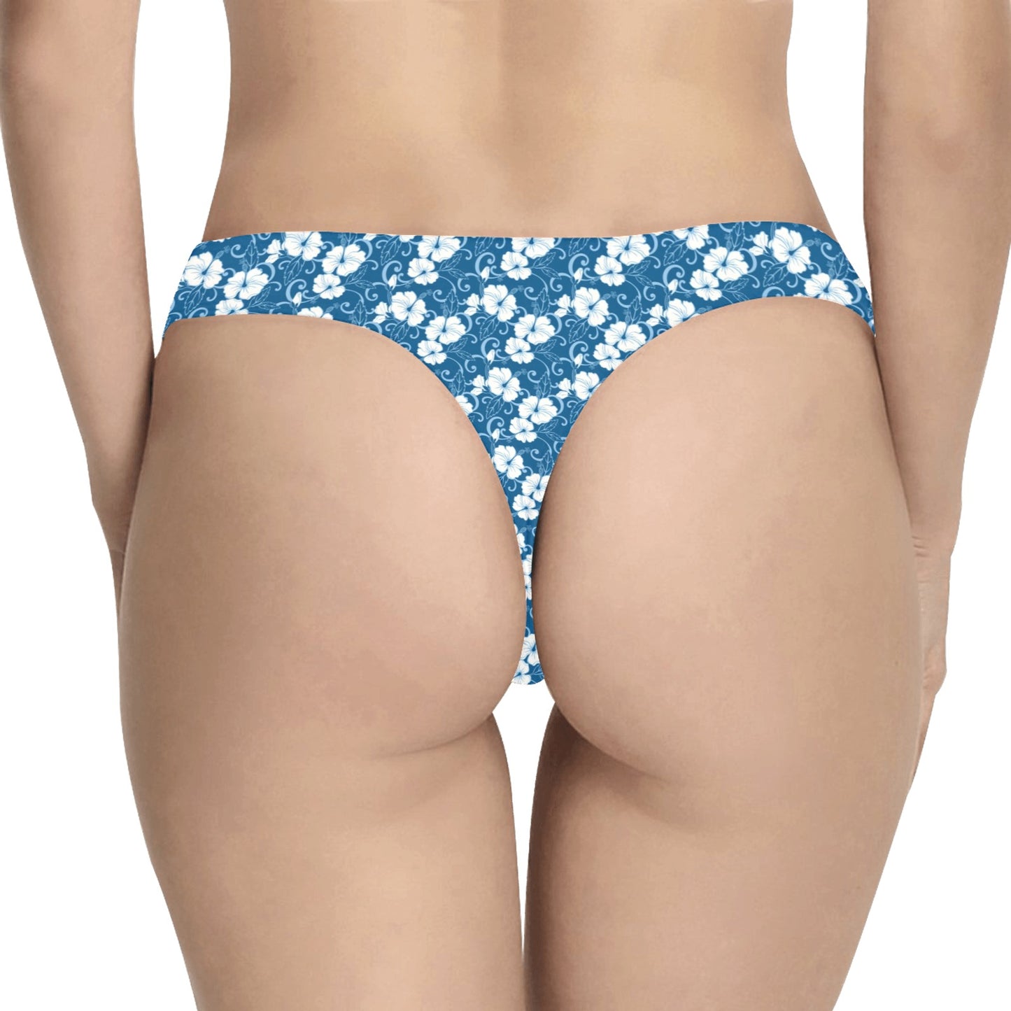 Hibiscus Blue Flower Hawaiian Print Women's Thongs
