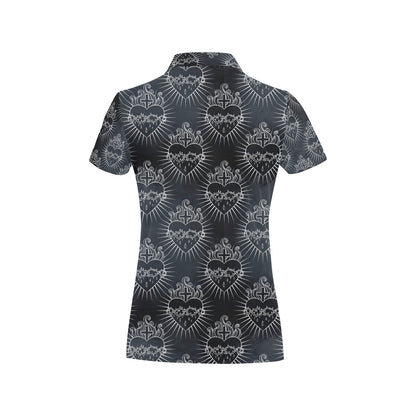 Christian Heart Tattoo Style Women's Polo Shirt