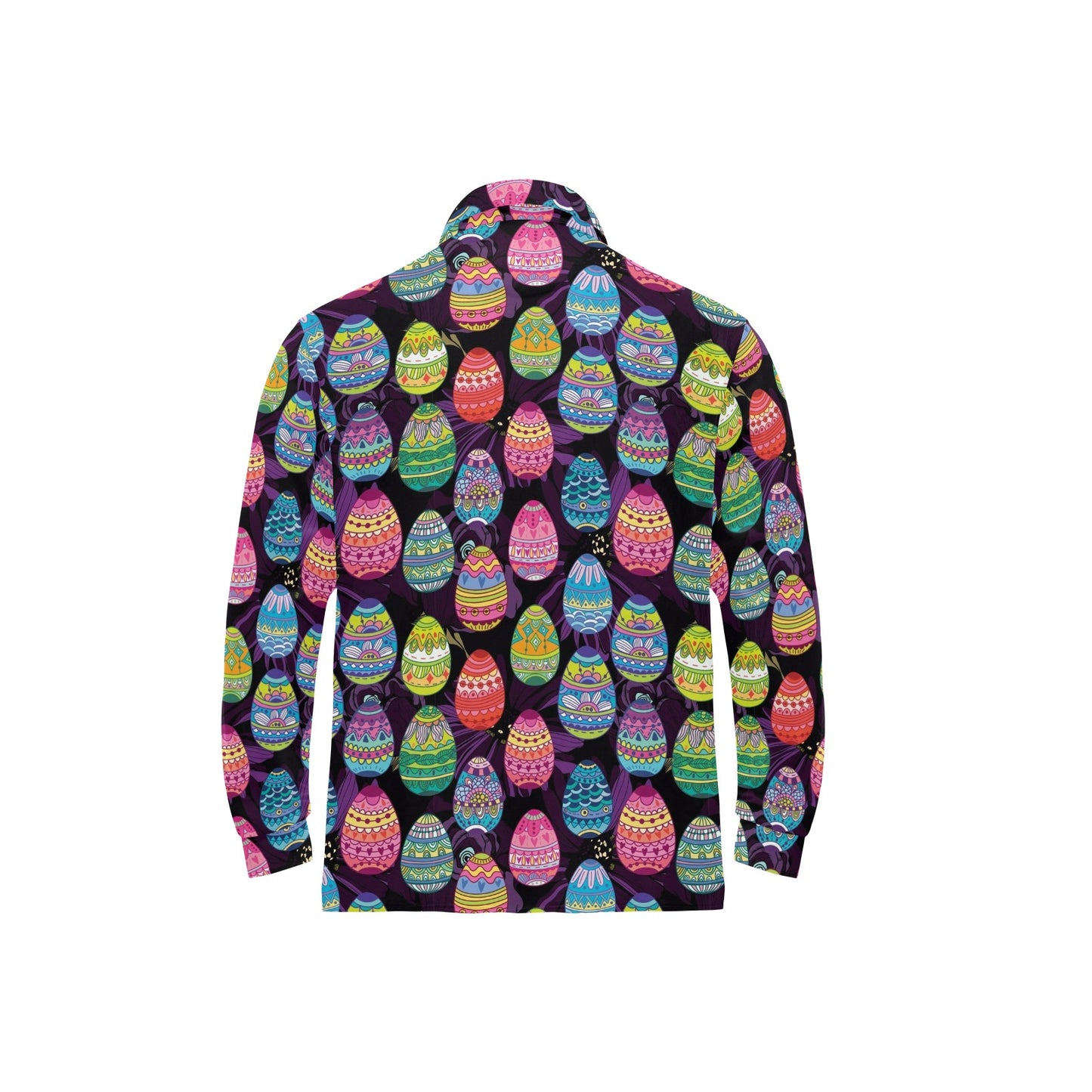 Easter Eggs Pattern Print Design RB08 Long Sleeve Polo Shirt For Men's