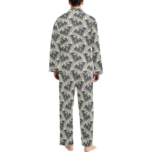 Bat Tribal Pattern Print Design 06 Men's Long Pajama Set