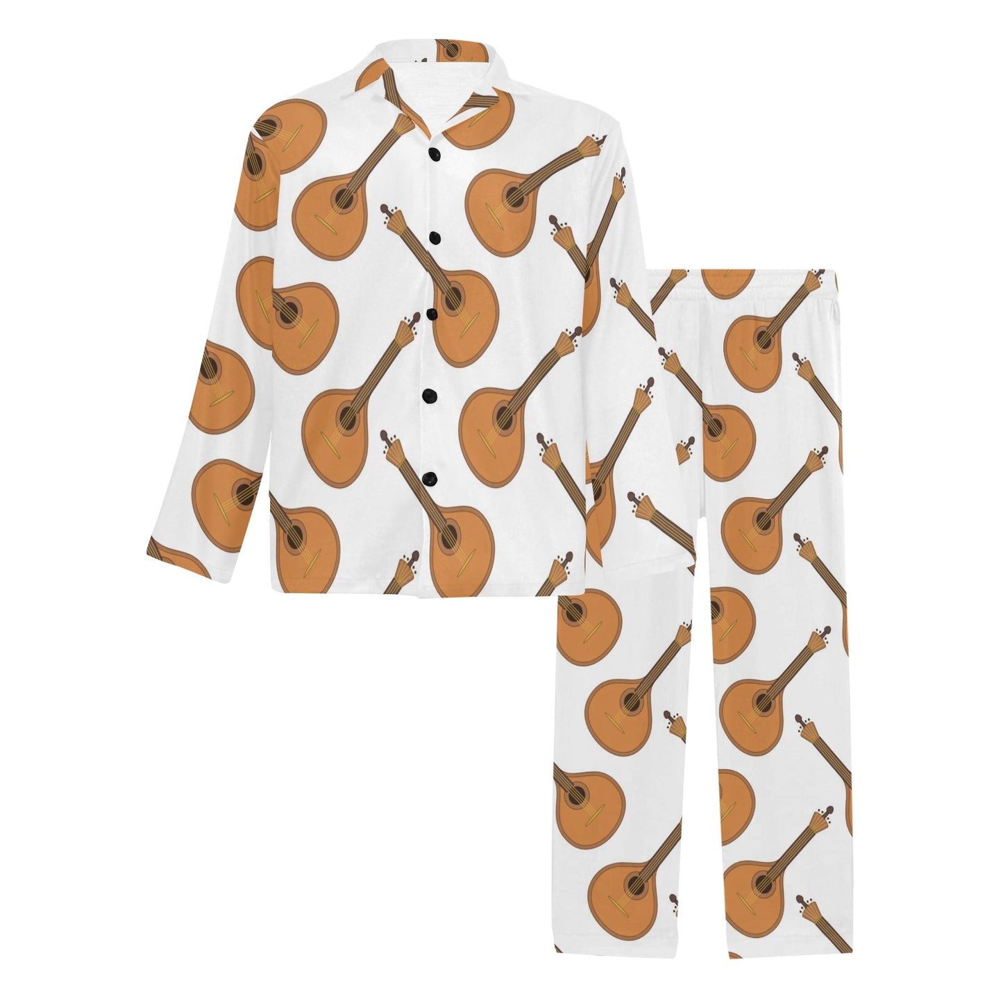 Mandolin Pattern Print Design 01 Men's Long Pajama Set