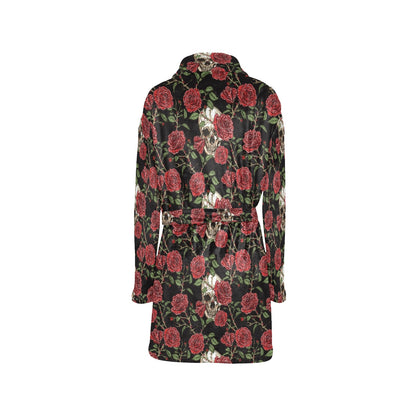 Skull And Roses Print Design LKS303 Women's Fleece Robe
