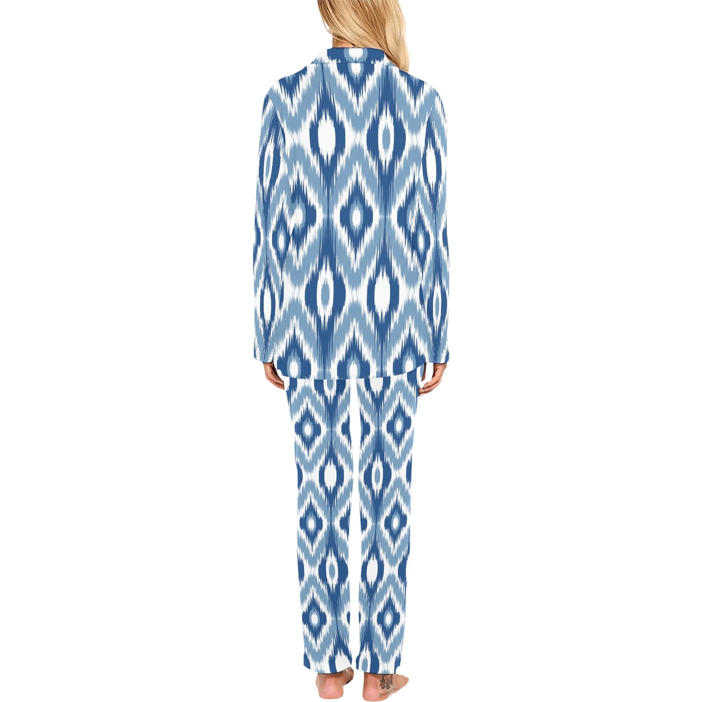 Ikat Pattern Print Design 03 Women's Long Pajama Set