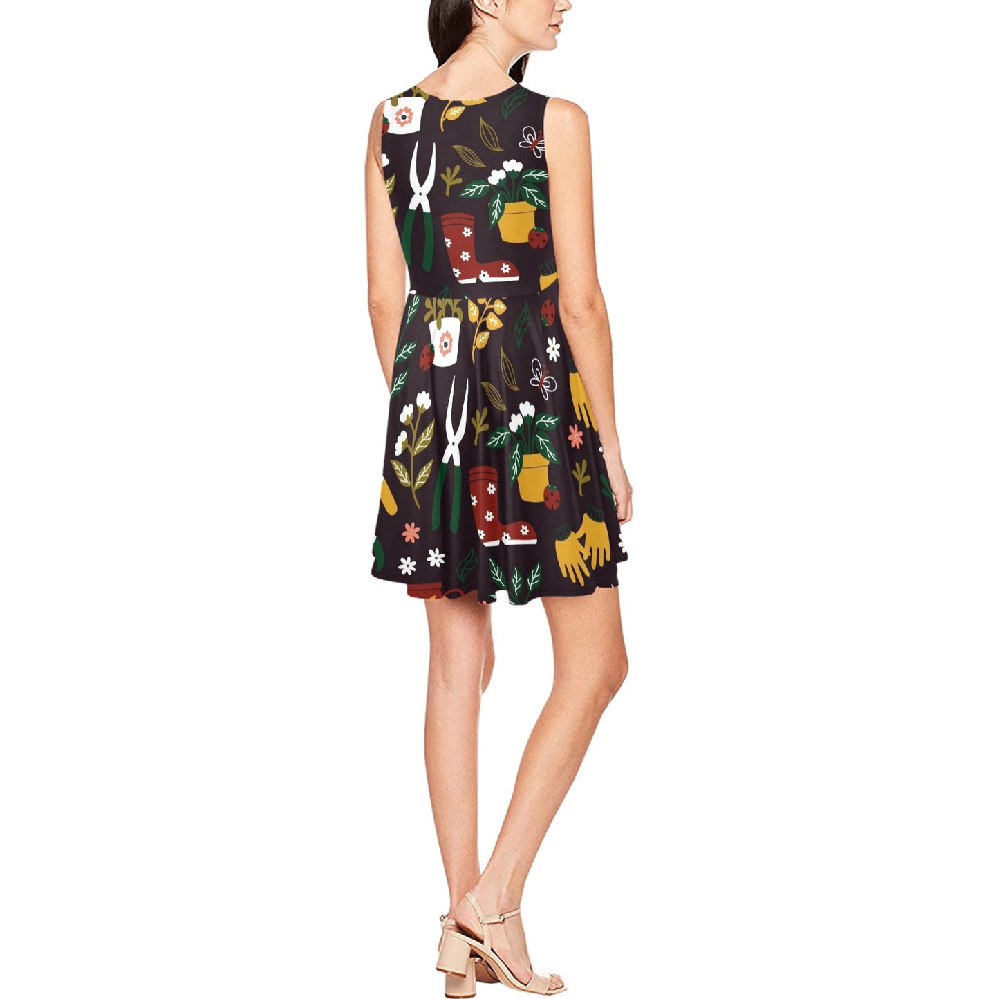 Gardening Pattern Print Design G05 Sleeveless Dress
